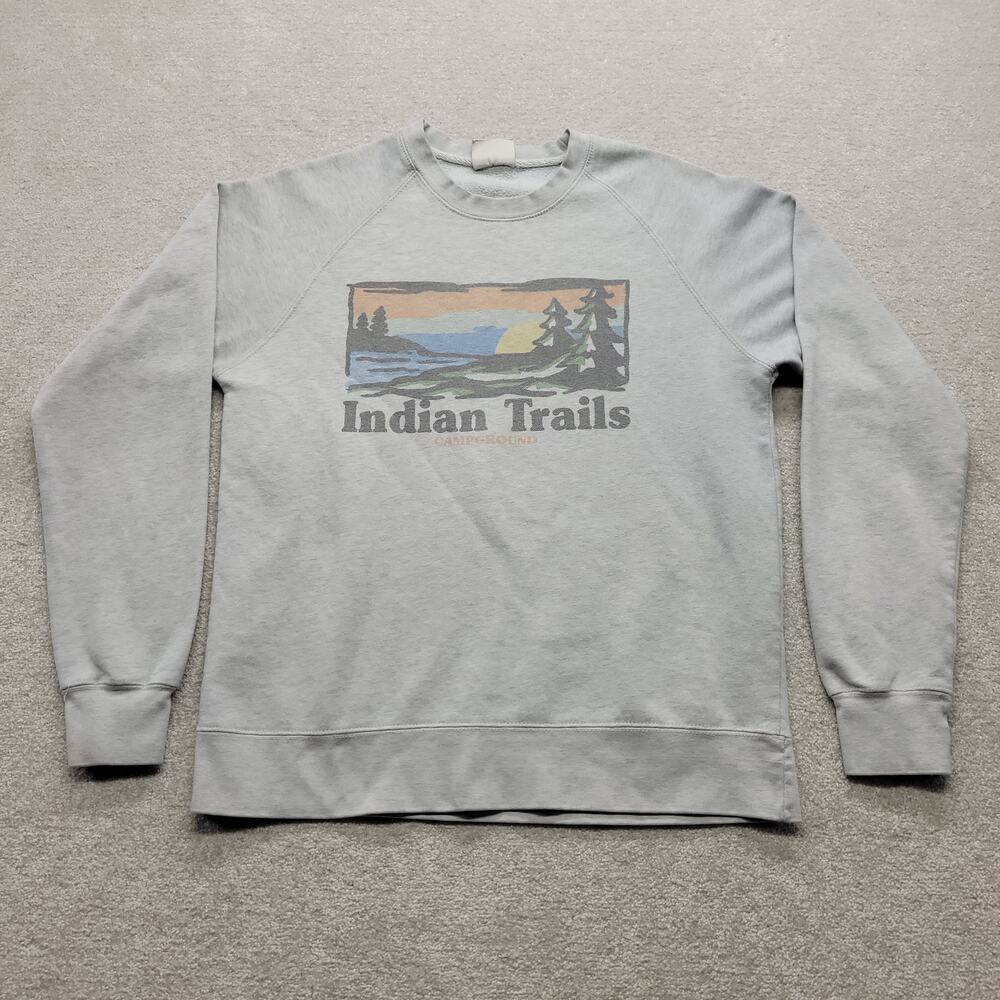 Vintage 90s Indian Trails Campground Sweatshirt MV Sport Gray Crewneck USA Large